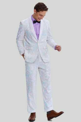 Men's Slim Fit 2 Piece Suit One Button Shawl Lapel Tuxedo