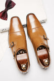 Black Monk Strap Men's Leather Slip-On Dress Shoes