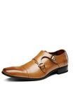 Black Monk Strap Men's Leather Slip-On Dress Shoes