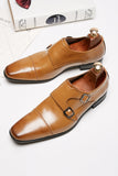 Black Monk Strap Men's Leather Slip-On Dress Shoes