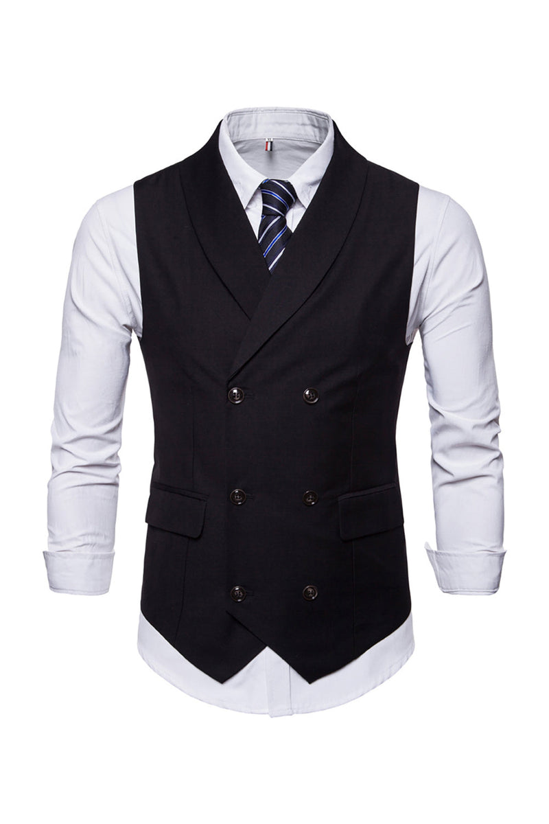 Load image into Gallery viewer, Black Double Breasted Shawl Lapel Men&#39;s Suit Vest