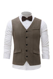 Black Single Breasted Shawl Lapel Men's Suit Vest