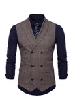 Grey Pinstripe Double Breasted Shawl Lapel Men's Suit Vest