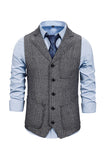 Brown Tweed Single Breasted Notched Lapel Men's Suit Vest