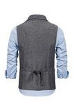 Brown Tweed Single Breasted Notched Lapel Men's Suit Vest