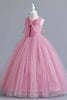 Load image into Gallery viewer, A-Line Tulle Blush Flower Girl Dress with Bowknot