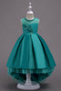 Load image into Gallery viewer, High Low Blue Flower Girl Dress with Beading