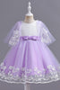 Load image into Gallery viewer, Tulle Light Blue Flower Girl Dress with Appliques