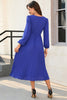 Load image into Gallery viewer, A Line V Neck Royal Blue Wedding Guest Party Dress with Belt