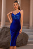 Load image into Gallery viewer, Sparkly Royal Blue Velvet Bodycon Dress