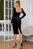 Load image into Gallery viewer, Cut Out Velvet Bodycon Dress with Long Sleeves