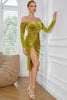 Load image into Gallery viewer, Off The Shoulder Yellow Velvet Party Dress