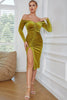 Load image into Gallery viewer, Off The Shoulder Yellow Velvet Party Dress