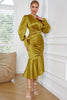 Load image into Gallery viewer, Long Sleeves Yellow Party Dress with Ruffles