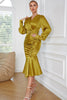 Load image into Gallery viewer, Long Sleeves Yellow Party Dress with Ruffles