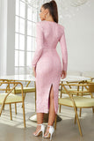 Sparkly Cut Out Pink Party Dress