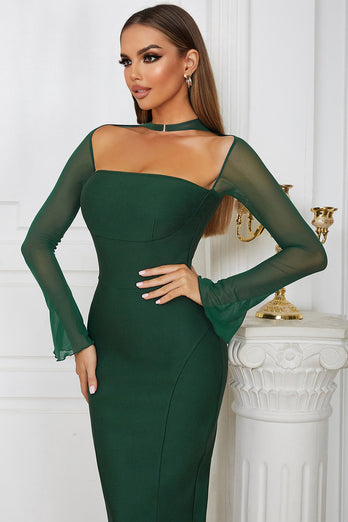 Dark Green Semi Formal Dress with Sleeves