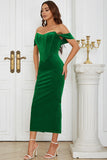 Off The Shoulder Green Velvet Corset Dress