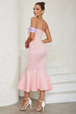 Blush Pink Strapless Mermaid Cocktail Dress