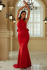 Load image into Gallery viewer, Red Mermaid Halter Open Back Long Formal Dress With Ruffles