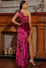 Load image into Gallery viewer, Velvet One Shoulder Sheath Formal Dress with Slit