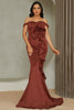 Load image into Gallery viewer, Mermaid Red Off the Shoulder Long Formal Dress With Ruffles