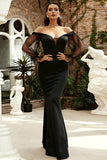 Black Off the Shoulder Mermaid Long Formal Dress