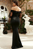 Black Off the Shoulder Mermaid Long Formal Dress