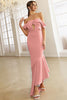 Load image into Gallery viewer, Blush Off the Shoulder Irregular Mermaid Formal Dress With Ruffles