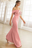 Load image into Gallery viewer, Blush Off the Shoulder Irregular Mermaid Formal Dress With Ruffles