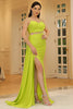 Load image into Gallery viewer, Lemon Green Sheath Spaghetti Straps Cut Out Formal Dress With Slit