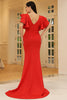 Load image into Gallery viewer, Red V-Neck Mermaid Flutter Sleeves Long Formal Dress