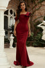 Load image into Gallery viewer, Burgundy One Shoulder Mermaid Long Formal Dress With Ruffles