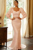 Load image into Gallery viewer, Sequins Blush Mermaid Formal Dress with Long Sleeves