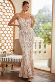 Sequins Sheath Blush Sparkly Formal Dress