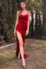 Load image into Gallery viewer, Velvet Burgundy Formal Dress with Slit