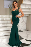 One Shoulder Mermaid Green Formal Dress