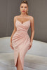 Load image into Gallery viewer, Blush Spaghetti Straps Ruched Cocktail Dress With Slit