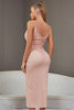 Load image into Gallery viewer, Blush Spaghetti Straps Ruched Cocktail Dress With Slit