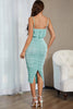 Load image into Gallery viewer, Light Green Ruched Spaghetti Straps Bodycon Cocktail Dress
