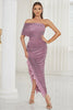Load image into Gallery viewer, Tahitl Velvet One Shoulder Cocktail Dress With Slit