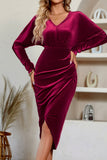 Black Long Sleeves Velvet Bodycon Cocktail Dress