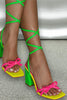 Load image into Gallery viewer, Green Strappy Block High Heeled Sandals With Bowknot