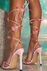 Load image into Gallery viewer, Pink Lace Up High Heeled Sandals With Butterflies