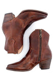 Brown PU Leather Chunky Steels Boho Cowgirl Boots