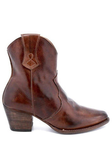 Brown PU Leather Chunky Steels Boho Cowgirl Boots