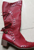 Load image into Gallery viewer, Dark Red Fringed Mid-Calf Cowgirl Boots