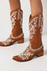 Load image into Gallery viewer, Brown Embroidered Mid Calf Boho Cowgirl Boots