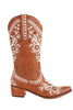 Load image into Gallery viewer, Brown Embroidered Mid Calf Boho Cowgirl Boots