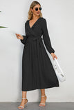 Long Sleeves Black Casual Dress with Ruffles